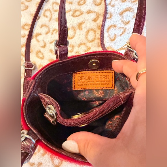 Cecconi Piero Burgundy and Red Mini Crossbody Bag 
Made in Italy. Women’s - Picture 7 of 11